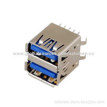 USB Connector, 3.0 Female Double stack Dip Type